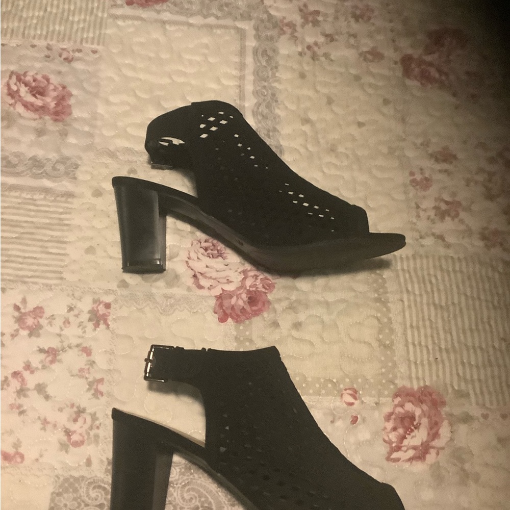 Sophisticated Black Heels with Perforated Design